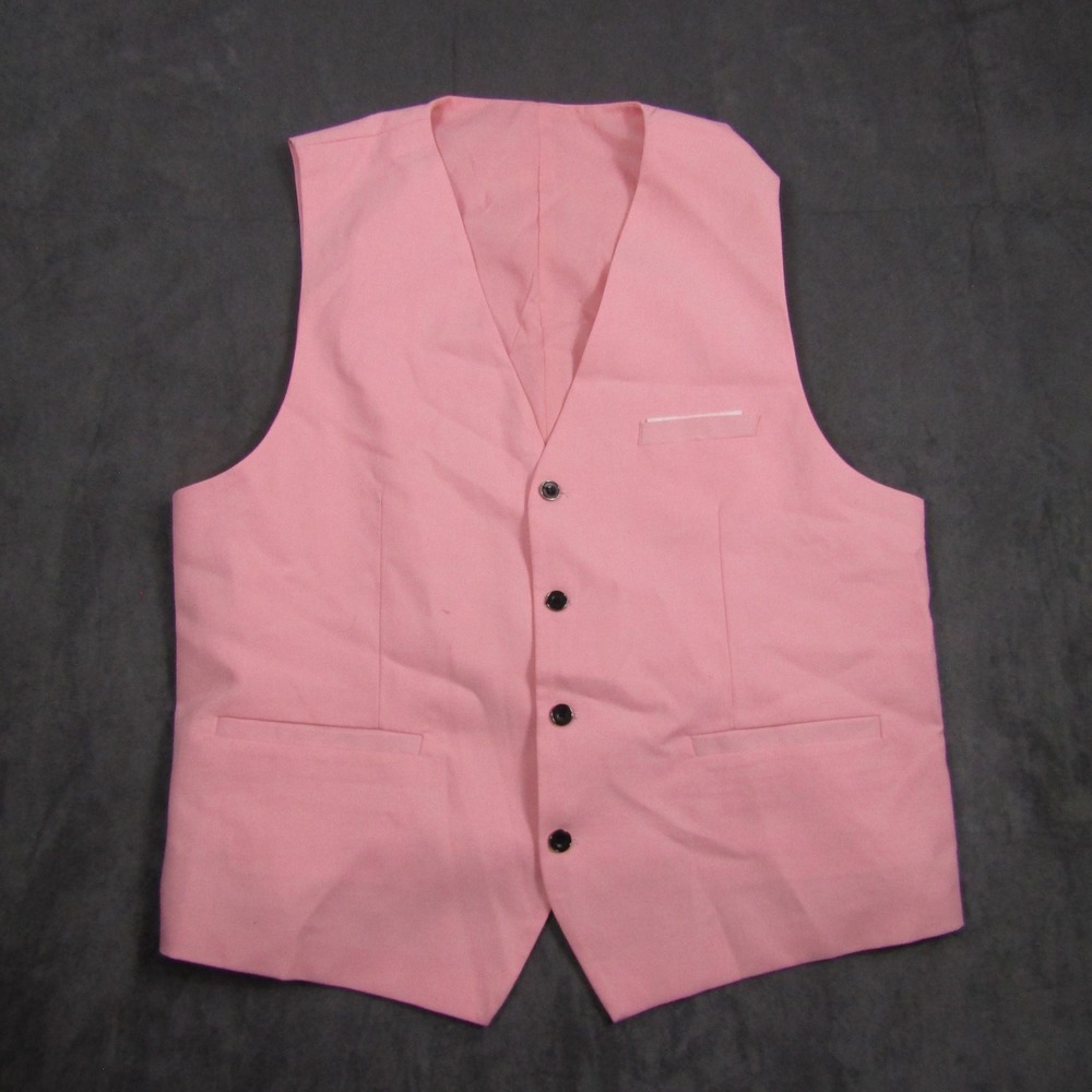 Suit Vest Mens XL Pink Four Button Adjustable Back Cinch Waistcoat Wedding